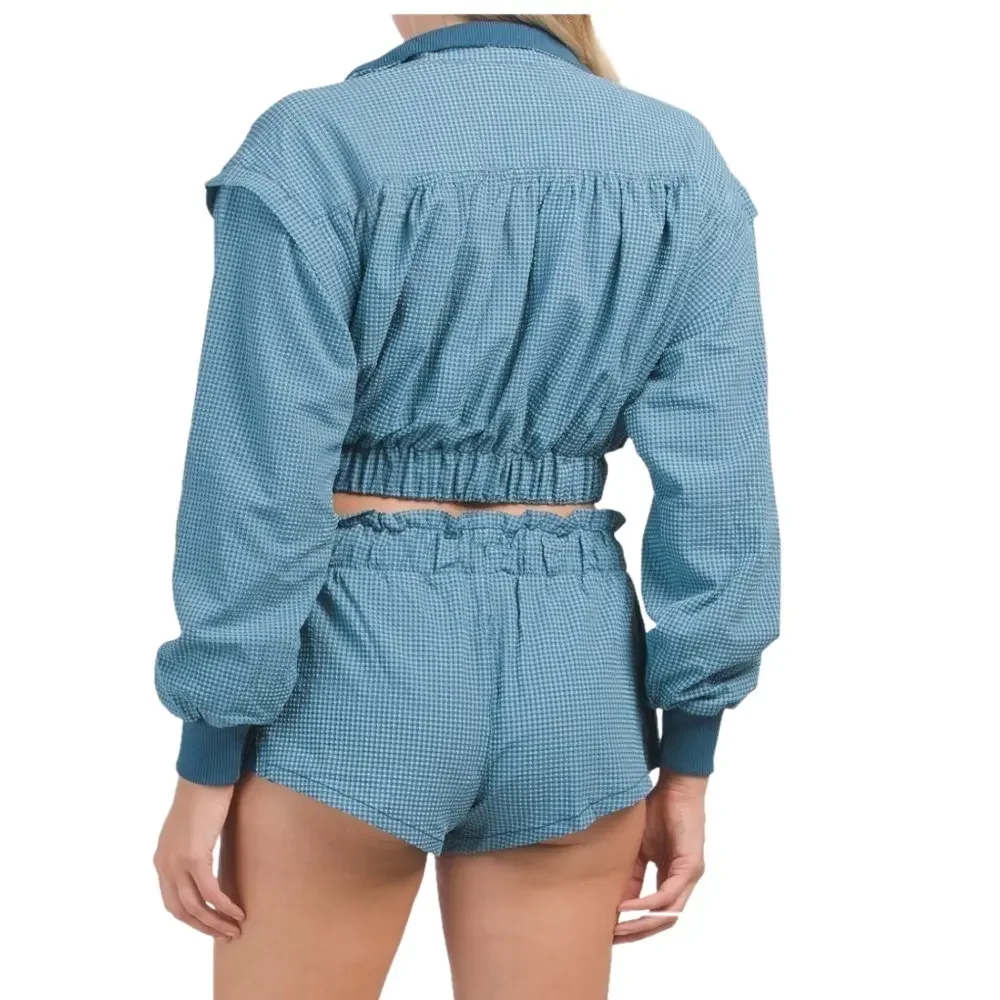 Free People Movement New Medium Forty Love Crop Jacket in Caribbean Blue Coast - Picture 7 of 13